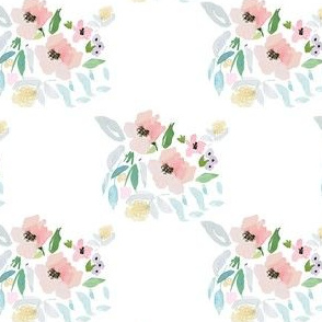 4" Blush and Sky Blue Florals 