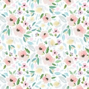 4" Blush and Sky Blue Florals Free Falling