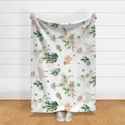 36" Cactus Floral Llama - White 90 degrees