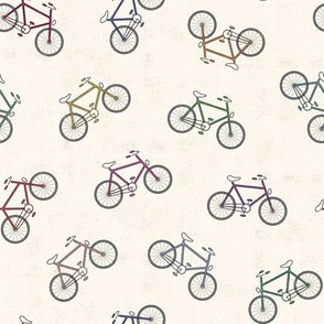 Colorful bicycles on white background