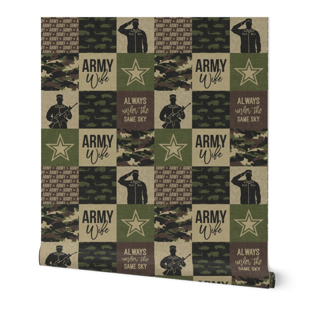 Army Wife - Patchwork fabric (always under the same sky) - Soldier Military - OG  camo  - LAD19