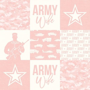 Army Wife - Patchwork fabric  - Soldier Military - light pink - LAD19