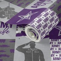 Army Wife - Patchwork fabric (always under the same sky) - Soldier Military - Purple and camo - LAD19