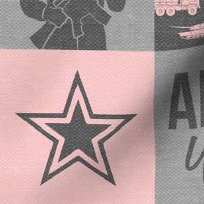 Army Wife - Patchwork fabric (always under the same sky) - Soldier Military - pink and grey camo  - LAD19