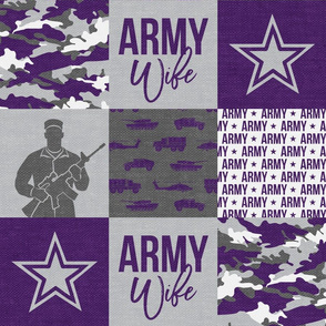 Army Wife - Patchwork fabric  - Soldier Military - Purple and camo - LAD19