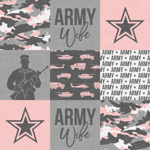 Army Wife - Patchwork fabric  - Soldier Military - pink and grey camo (90) - LAD19