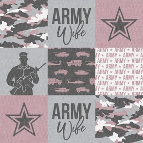 Army Wife - Patchwork fabric - Soldier Military - mauve and camo - LAD19