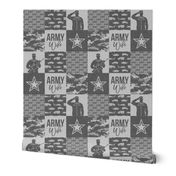 Army Wife - Patchwork fabric  - Soldier Military - grey and camo - LAD19
