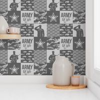 Army Wife - Patchwork fabric  - Soldier Military - grey and camo - LAD19