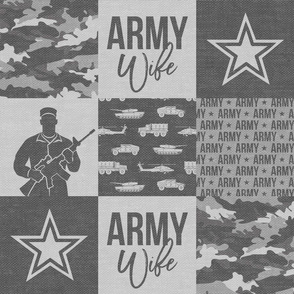 Army Wife - Patchwork fabric  - Soldier Military - grey and camo - LAD19