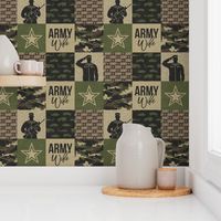 Army Wife - Patchwork fabric - Soldier Military - OG  camo  - LAD19