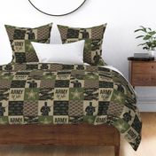 Army Wife - Patchwork fabric - Soldier Military - OG  camo  - LAD19