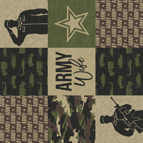 Army Wife - Patchwork fabric  - Soldier Military - OG  camo (90)  - LAD19