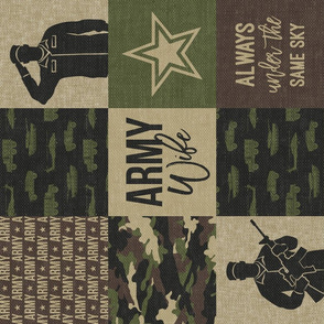 Army Wife - Patchwork fabric (always under the same sky) - Soldier Military - OG  camo (90)  - LAD19