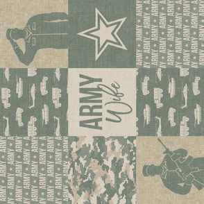 Army Wife - Patchwork fabric - Soldier Military - OG light digital camo (90) - LAD19