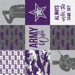 Army Wife - Patchwork fabric (always under the same sky) - Soldier Military - Purple and camo - LAD19 (90)