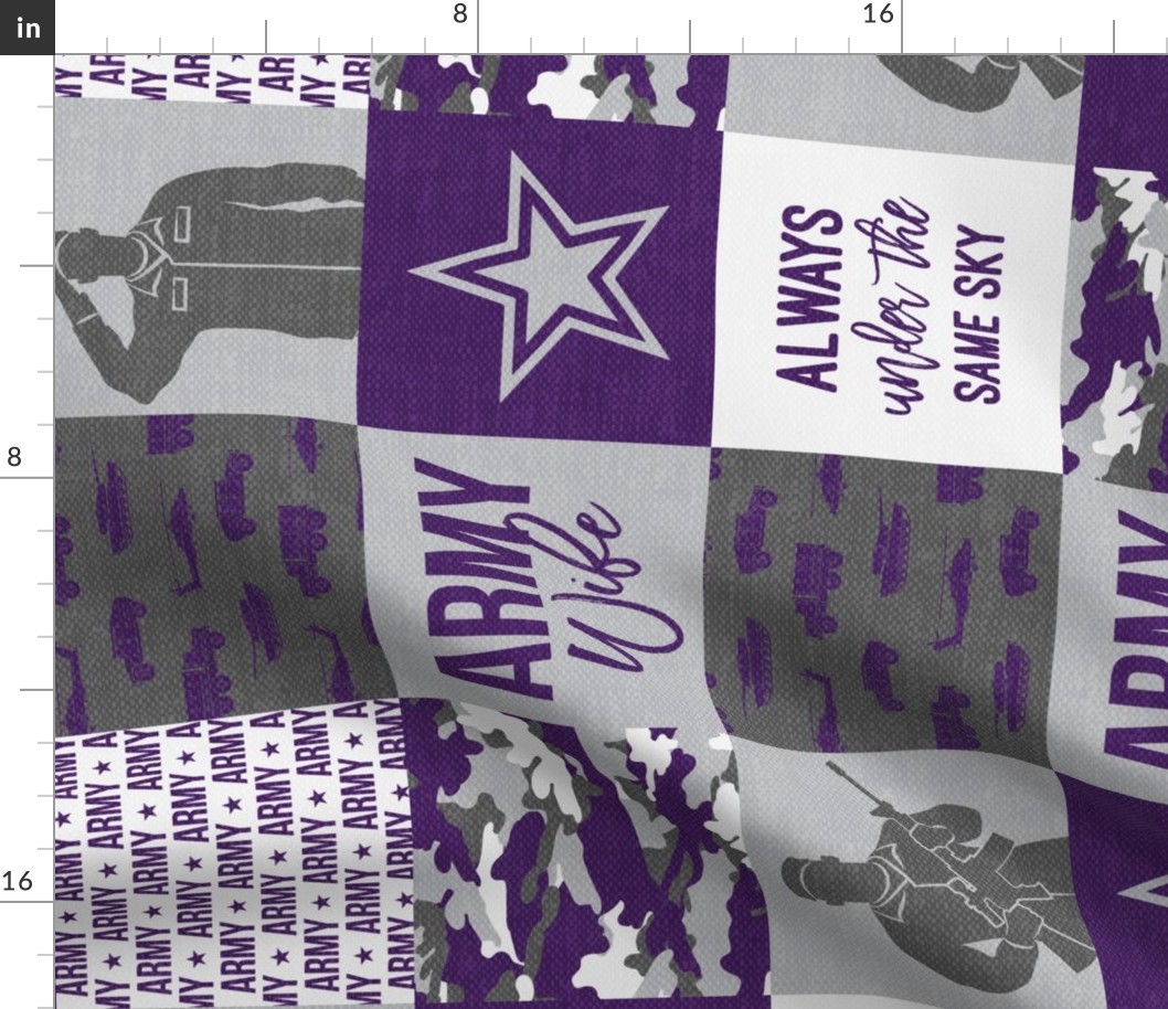 Army Wife - Patchwork fabric (always under the same sky) - Soldier Military - Purple and camo - LAD19 (90)