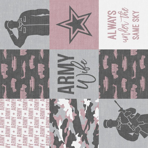 Army Wife - Patchwork fabric (always under the same sky) - Soldier Military - mauve and camo (90) - LAD19