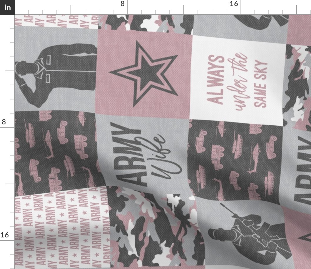 Army Wife - Patchwork fabric (always under the same sky) - Soldier Military - mauve and camo (90) - LAD19