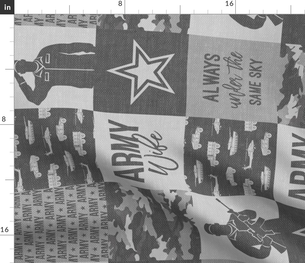 Army Wife - Patchwork fabric (always under the same sky) - Soldier Military - grey and camo (90) - LAD19