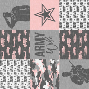 Army Wife - Patchwork fabric  - Soldier Military - pink and grey camo (90) - LAD19