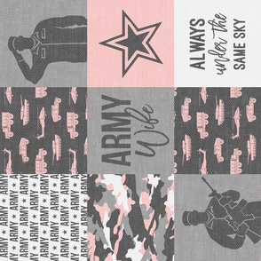 Army Wife - Patchwork fabric (always under the same sky) - Soldier Military - pink and grey camo (90) - LAD19