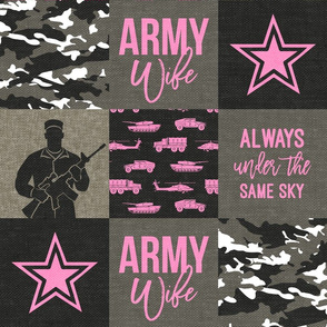 Army Wife - Patchwork fabric (always under the same sky) - Soldier Military - Bright Pink and camo - LAD19