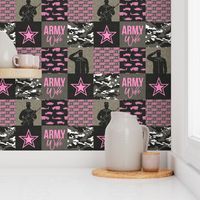 Army Wife - Patchwork fabric - Soldier Military - Bright Pink and camo - LAD19