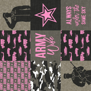 Army Wife - Patchwork fabric (always under the same sky)- Soldier Military - Bright Pink and camo (90) - LAD19