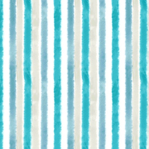 Watercolor Stripes in White, Blue, Teal & Tan