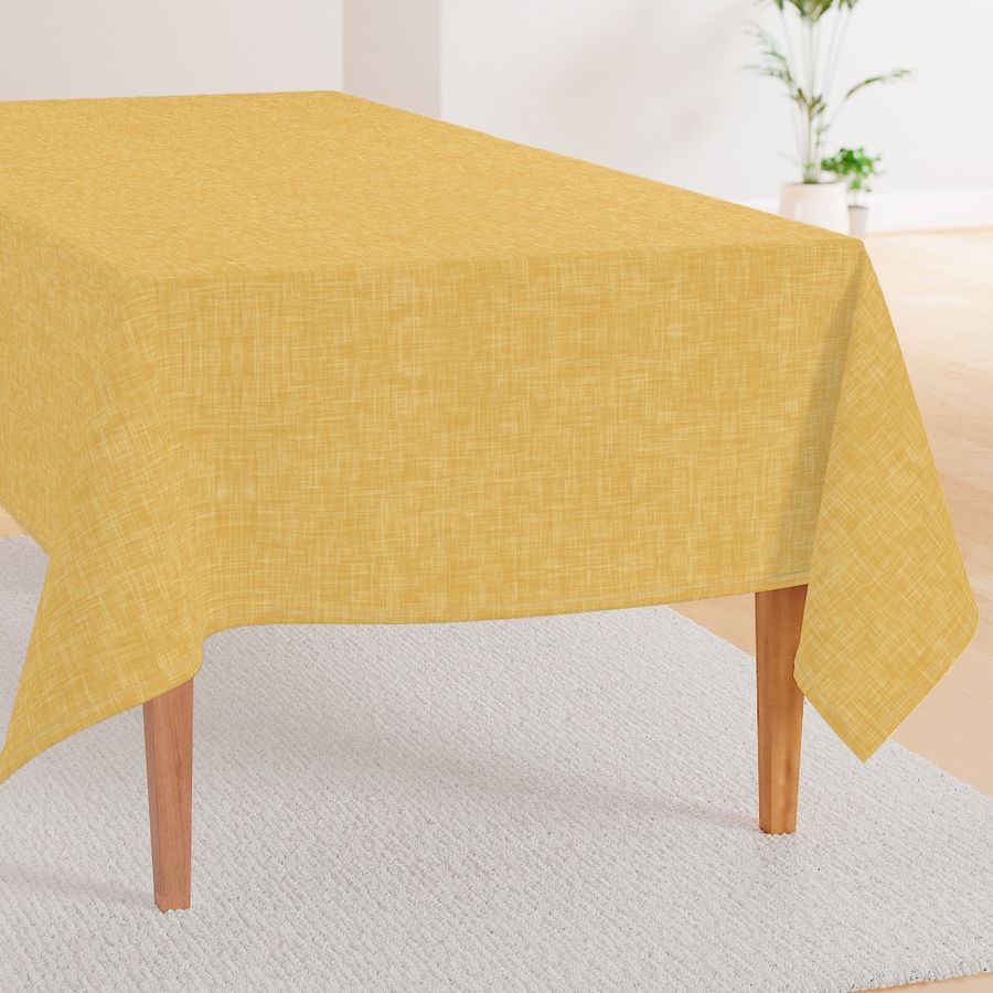 linen look texture - bright gold lemon yellow -  classic plain solid