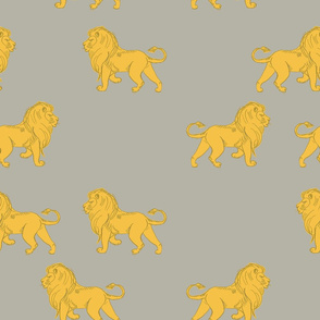 golden lions on grey