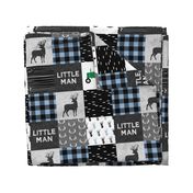 little man - baby blue and black (buck) quilt woodland (green tractor) C19BS