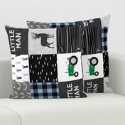 little man - baby blue and black (buck) quilt woodland (green tractor) (90) C19BS