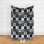 little man - baby blue and black (buck) quilt woodland (green tractor) (90) C19BS