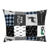 little man - baby blue and black (buck) quilt woodland (green tractor) (90) C19BS