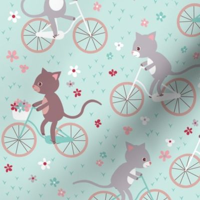 cycling cats on mint