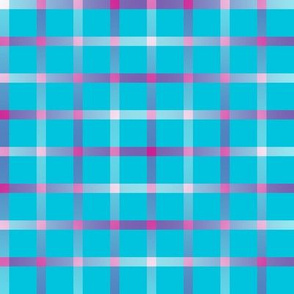 BYF3 - Contemporary Open Weave Window Pane Plaid in Rosy Pink Gradient on Rustic Turquoise