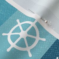 Vintage nautical patches pastel blue white large