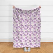 19-06S Linen Floral Tossed Distressed Purple Pink 