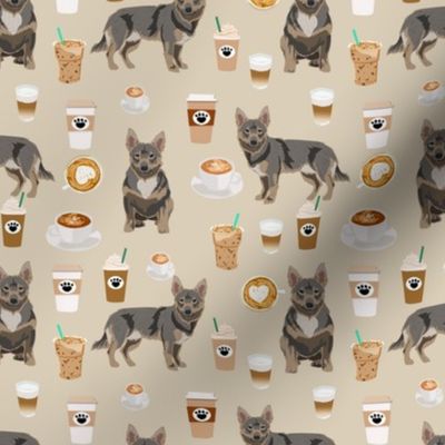 swedish vallhund dog fabric - dog fabric, dog breeds fabric, swedish vallhund fabric, coffee fabric, coffees fabric, cute dog fabric -tan