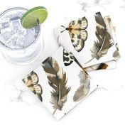 feathers & moths - white, large