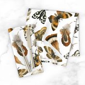 feathers & moths - white, large