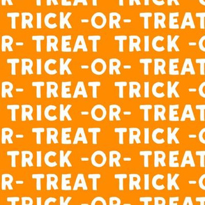 trick or treat - white on orange - halloween - LAD19
