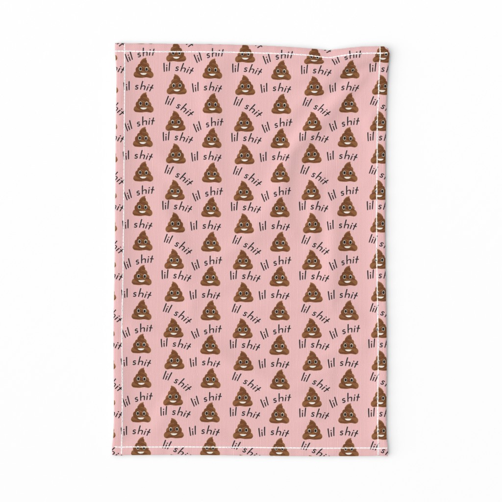 lil sh*t - poop, emoji, poop emoji fabric, sweary fabric - pink