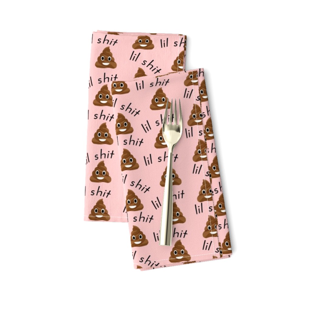 lil sh*t - poop, emoji, poop emoji fabric, sweary fabric - pink