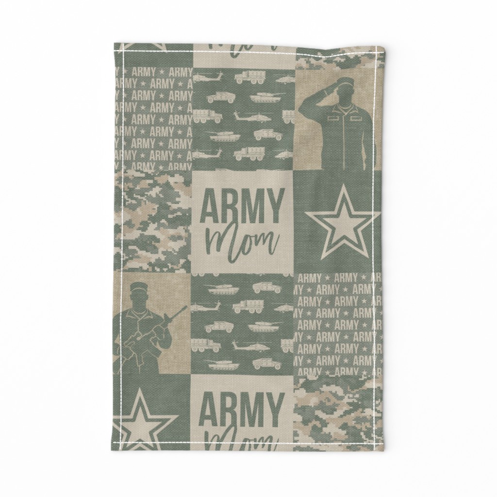 Army Mom - Patchwork fabric - Soldier Military - OG light  - LAD19