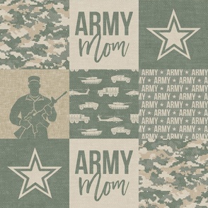 Army Mom - Patchwork fabric - Soldier Military - OG light  - LAD19