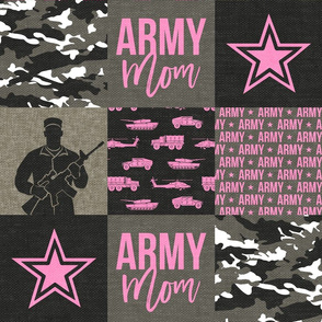 Army Mom - Patchwork fabric - Soldier Military - hot pink camo  - LAD19