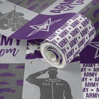 Army Mom - Patchwork fabric - Soldier Military - purple camo - LAD19